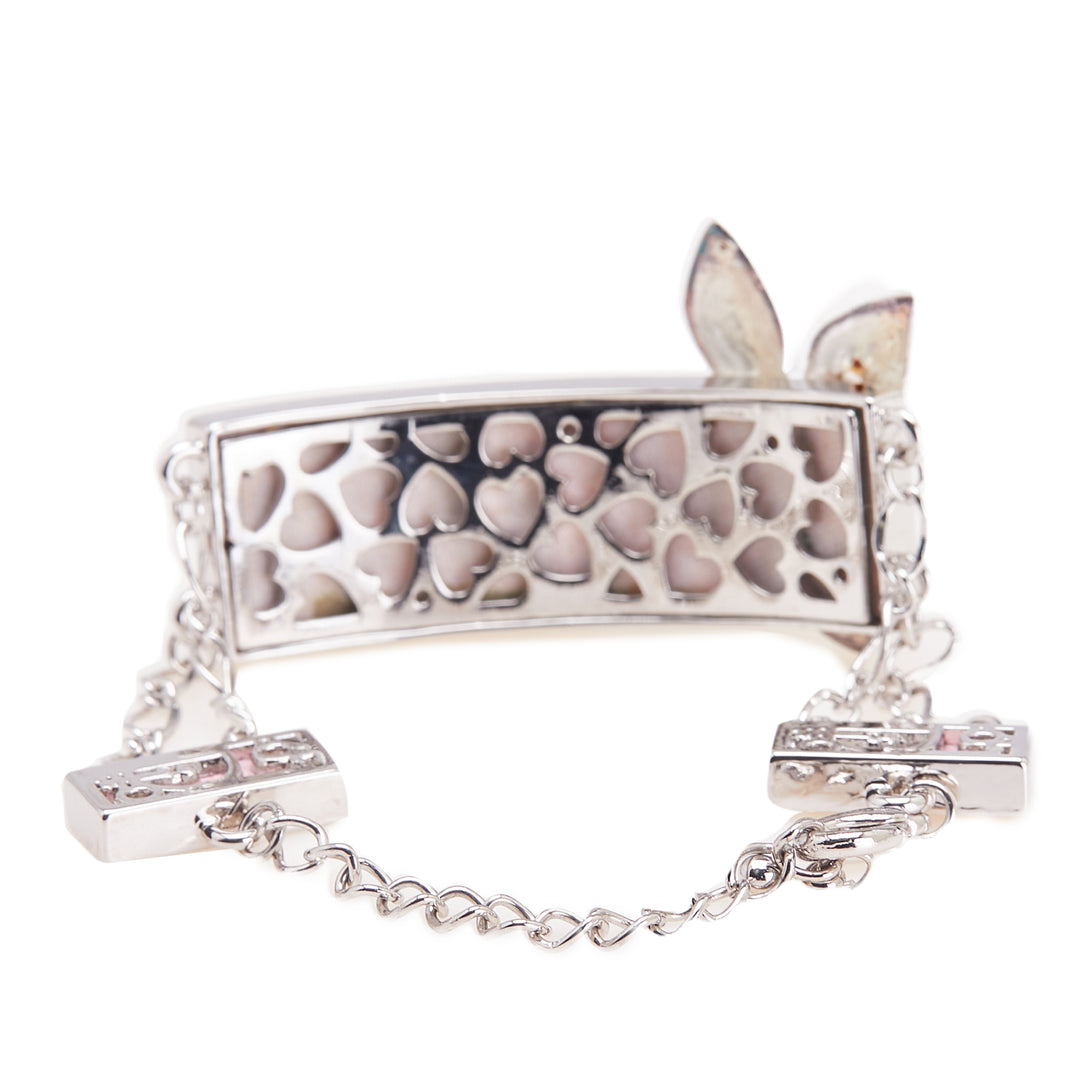 Dior Palladium Plated Crystal and Enamel Diorissimo Girly Logo ID Bracelet Argenté – GABY PARIS Authentique