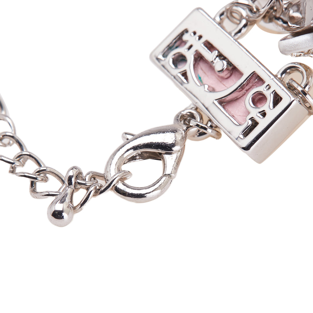Dior Palladium Plated Crystal and Enamel Diorissimo Girly Logo ID Bracelet Argenté – GABY PARIS Authentique