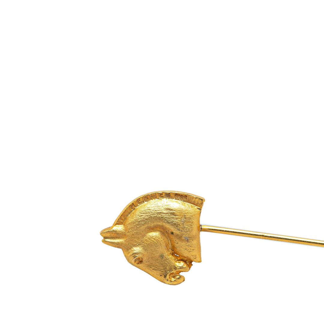Hermès Gold Plated Large Cheval Pin Brooch Gold - gabyparis.fr