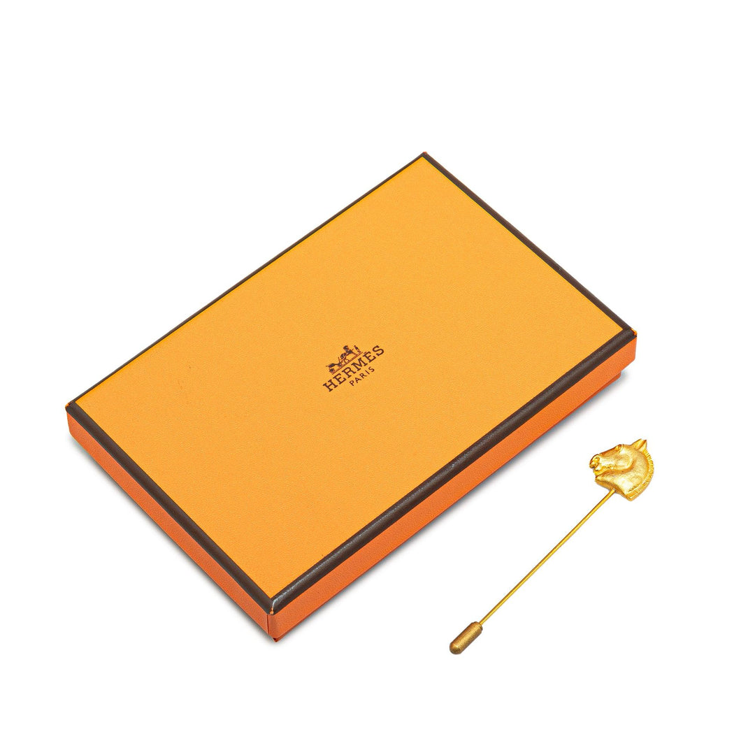 Hermès Gold Plated Large Cheval Pin Brooch Gold - gabyparis.fr