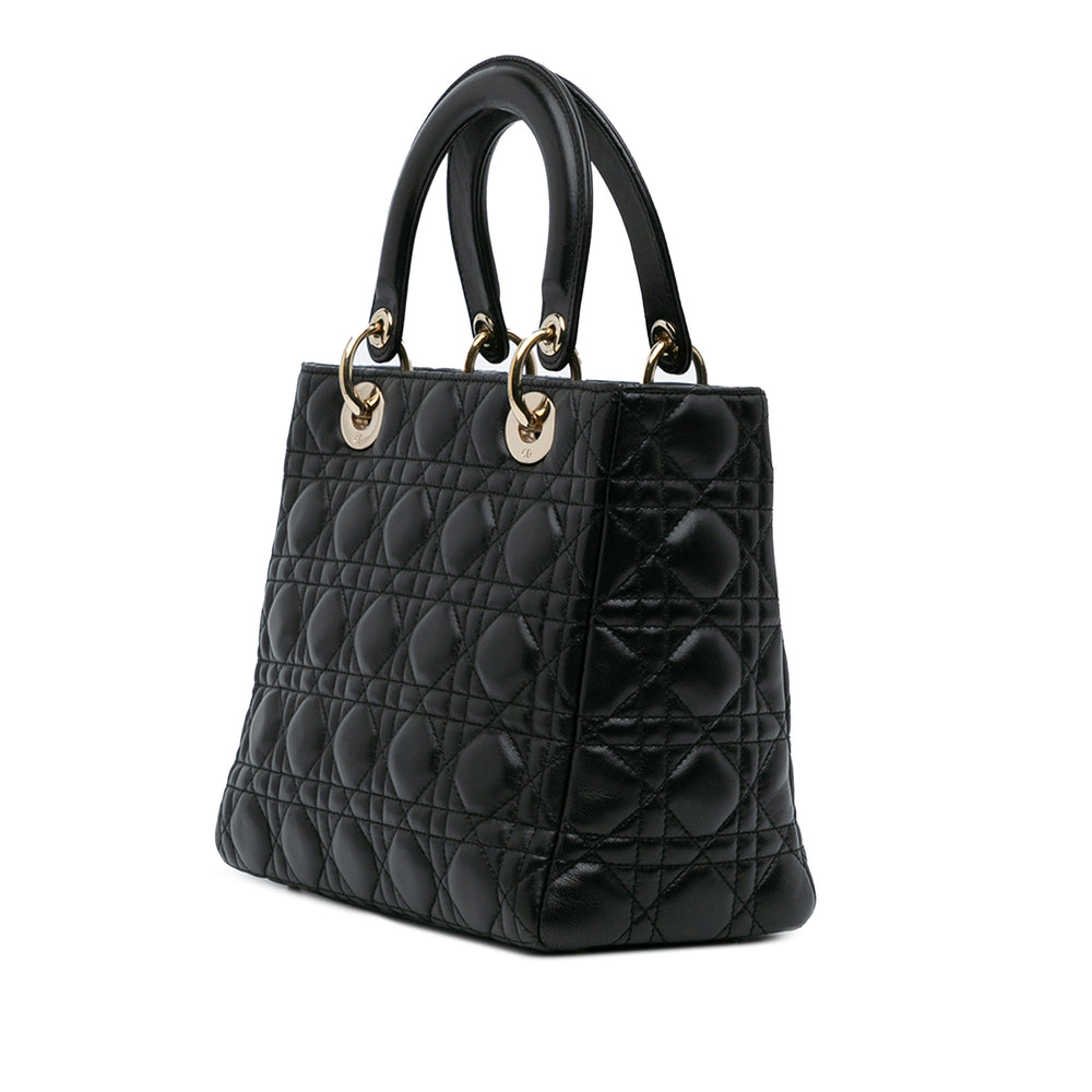 Dior Medium Cuir d’agneau Cannage Pearl Lady Dior Noir – GABY PARIS Authentique