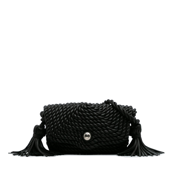 Bottega Veneta Cuir d’agneau Torchon Classic Tasseled Twisted Sac porté croisé Noir – GABY PARIS Authentique