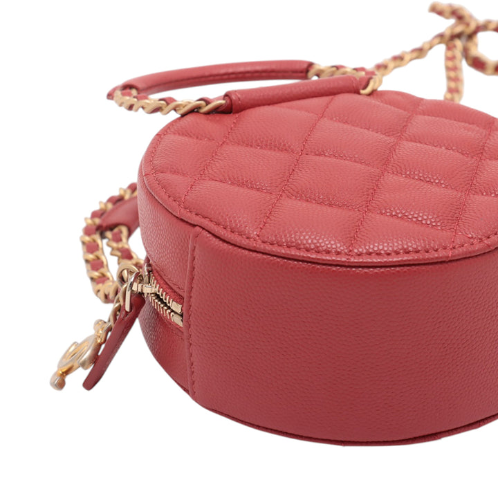 Chanel Quilted Caviar Round Woven Chain Top Handle Bag Rouge – GABY PARIS Authentique