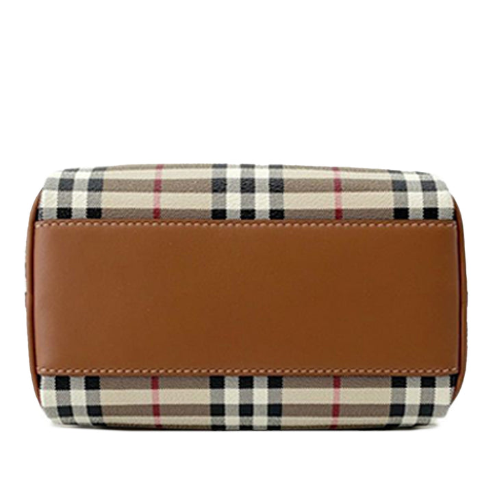 Burberry Mini House Check Coated Toile Bowling Bag Marron – GABY PARIS Authentique