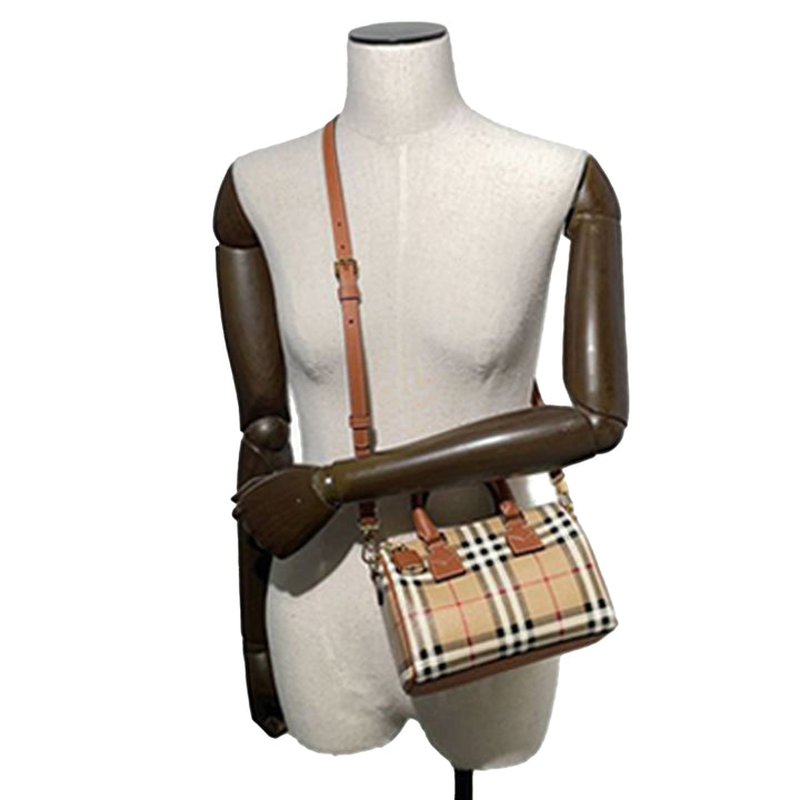 Burberry Mini House Check Coated Toile Bowling Bag Marron – GABY PARIS Authentique