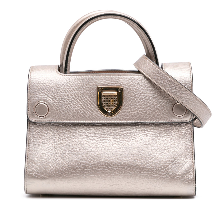 Dior Mini Grained Cuir de veau Diorever Sac cartable Argenté
