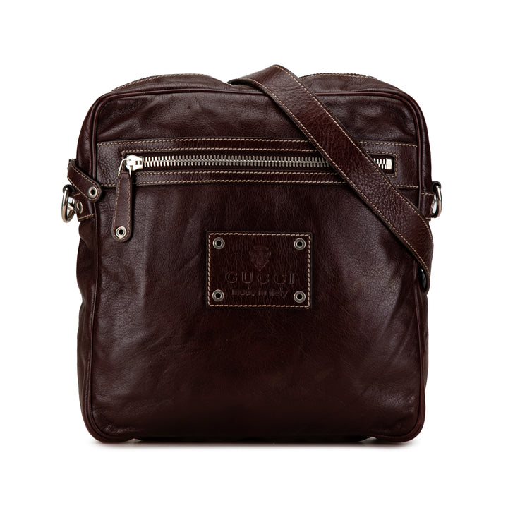 Gucci Cuir Sac porté croisé Bag Marron