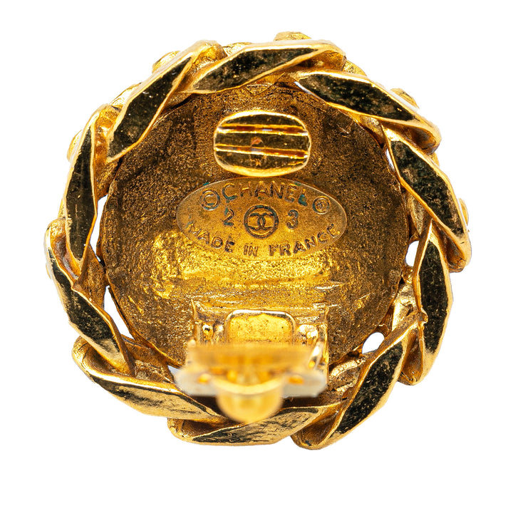 Chanel Doré Plated Rhinestone CC Clip On Boucles d’oreilless Doré – GABY PARIS Authentique