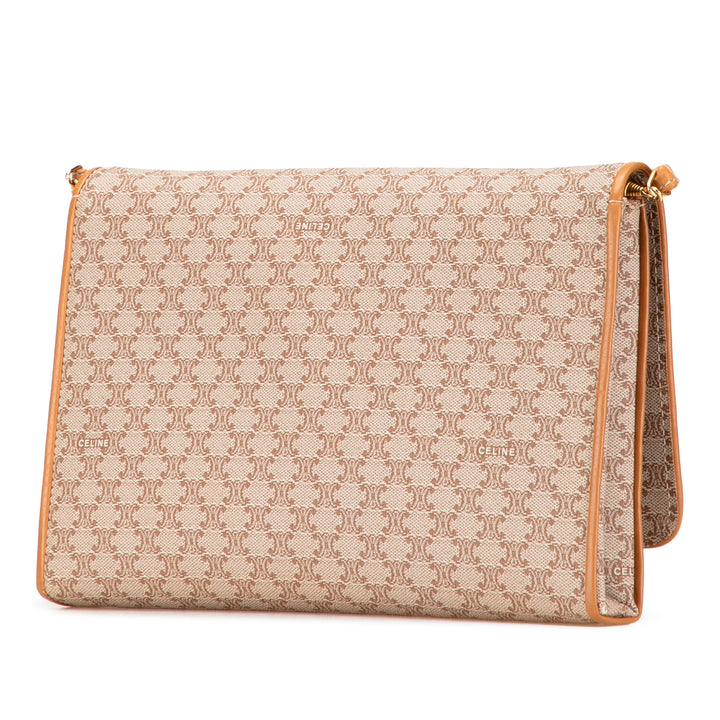 Celine Macadam Coated Toile Sac porté croisé Marron