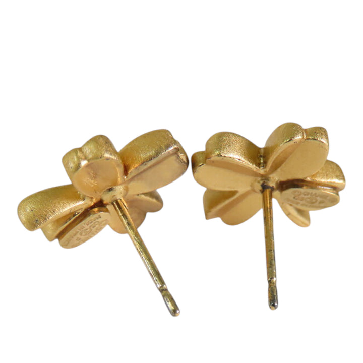 Chanel Doré Plated CC Clover Push Back Boucle d’oreilles Doré – GABY PARIS Authentique
