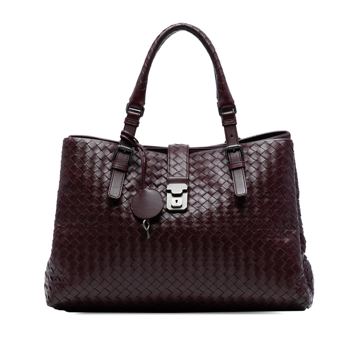 Bottega Veneta Medium Nappa Intrecciato Roma Cabas Rouge – GABY PARIS Authentique