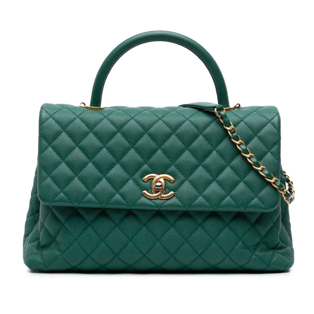 Chanel Medium Quilted Caviar Coco Top Handle Bag Vert – GABY PARIS Authentique