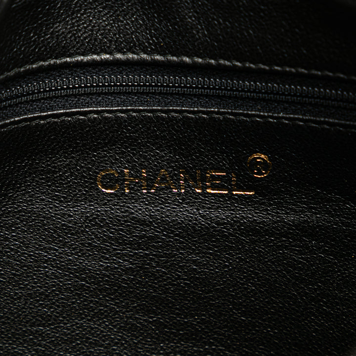 Chanel CC Quilted Cuir d’agneau Tassel Stitched Flap Sac porté croisé Noir
