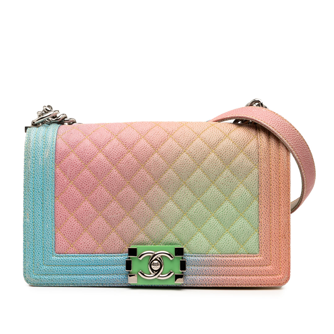 Chanel Old Medium Quilted Caviar Rainbow Boy Flap Rose – GABY PARIS Authentique