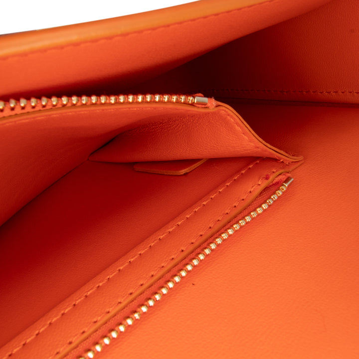 Celine Triomphe Calfskin Cuir Chain Shoulder Bag Orange - gabyparis.fr