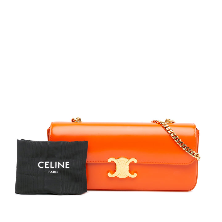 Celine Triomphe Calfskin Cuir Chain Shoulder Bag Orange - gabyparis.fr