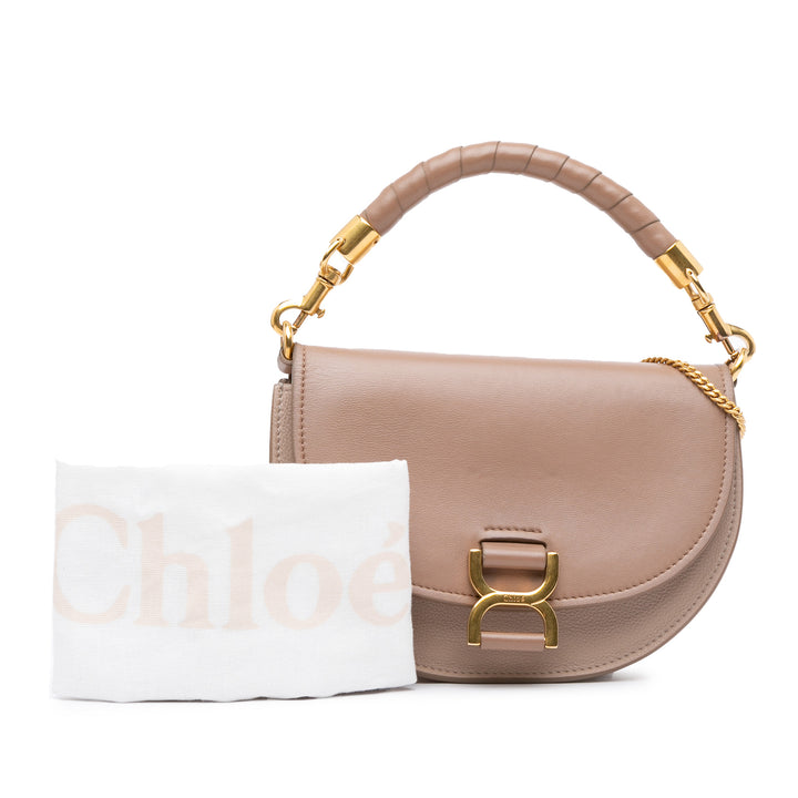 Chloé Grained Cuir de veau Marcie Chain Flap Marron – GABY PARIS Authentique