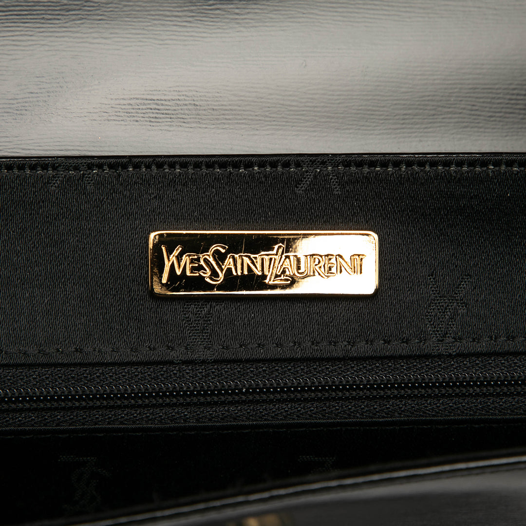 Saint Laurent Cuir Logo Charm Top Handle Bag Noir – GABY PARIS Authentique