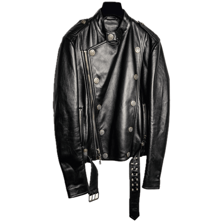 BALMAIN Blouson biker en cuir de veau - gabyparis.fr
