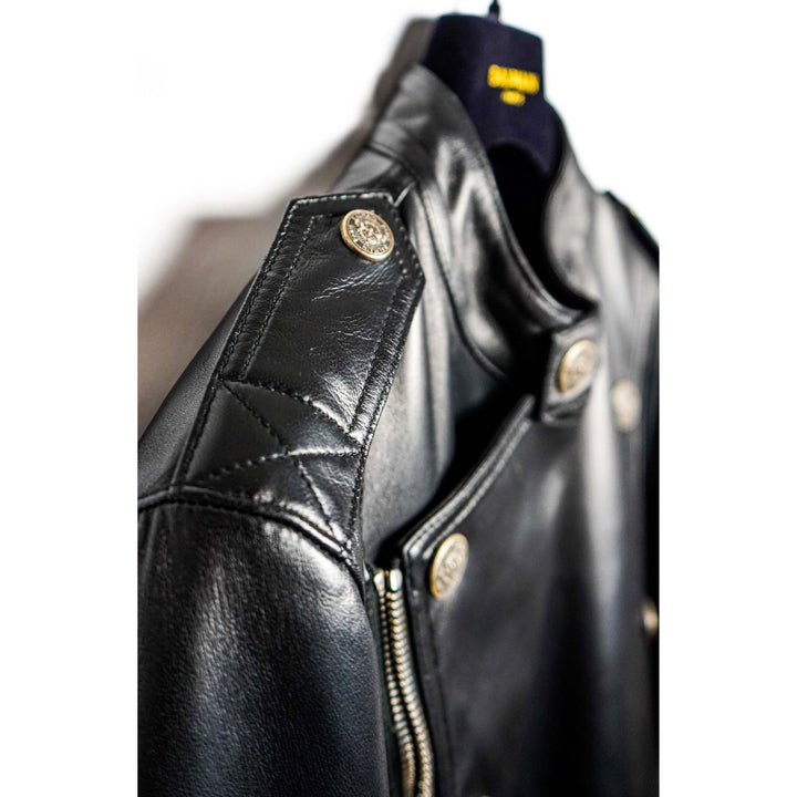 BALMAIN Blouson biker en cuir de veau - gabyparis.fr