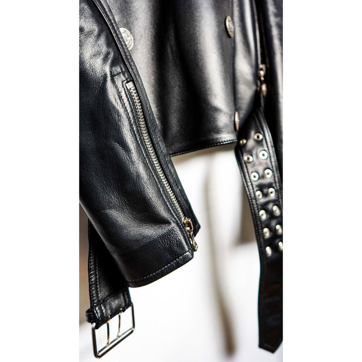 BALMAIN Blouson biker en cuir de veau - gabyparis.fr