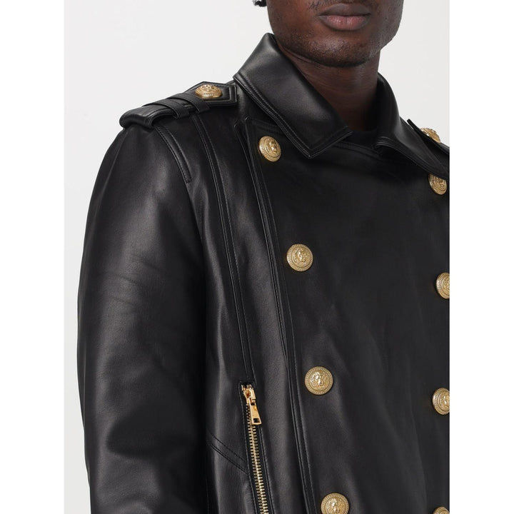 BALMAIN Blouson biker en cuir de veau - gabyparis.fr