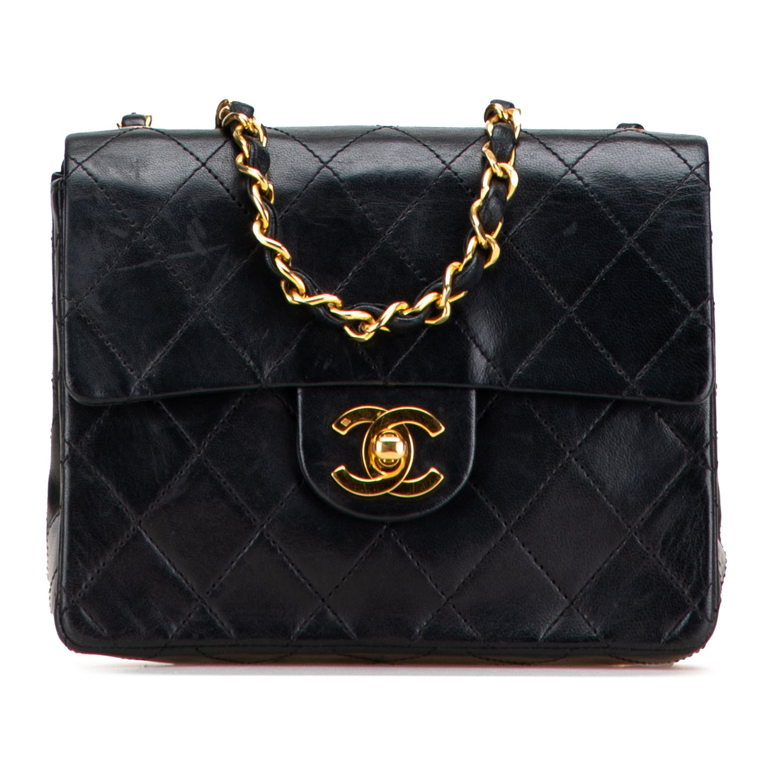 Chanel Mini Square Classic Cuir d’agneau Simple rabat Noir – GABY PARIS Authentique