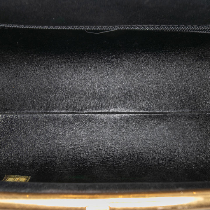 Chanel Paris Rome Quilted Cuir de veau Colosseum Lock Frame Bowling Bag Noir