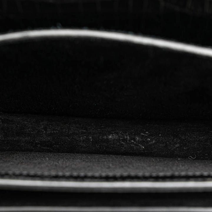 Saint Laurent Medium Croc Embossed Leather Sunset Crossbody Black - gabyparis.fr