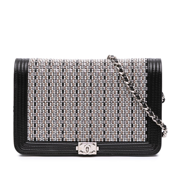 Chanel Cuir d’agneau Crystal Studded Boy Wallet on Chain Noir – GABY PARIS Authentique