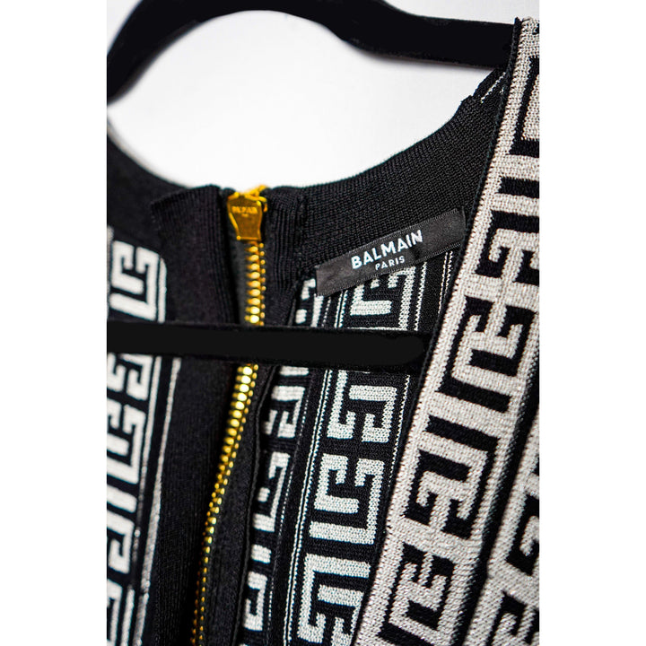 BALMAIN Robe patineuse encolure très échancrée à motif monogramme - gabyparis.fr