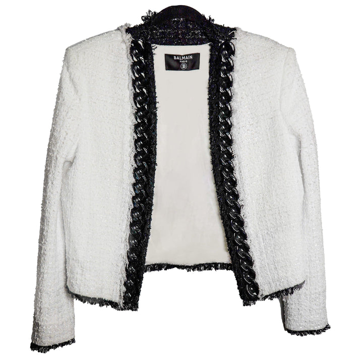 BALMAIN veste bouclée à bordure en chaîne taille 38 - gabyparis.fr
