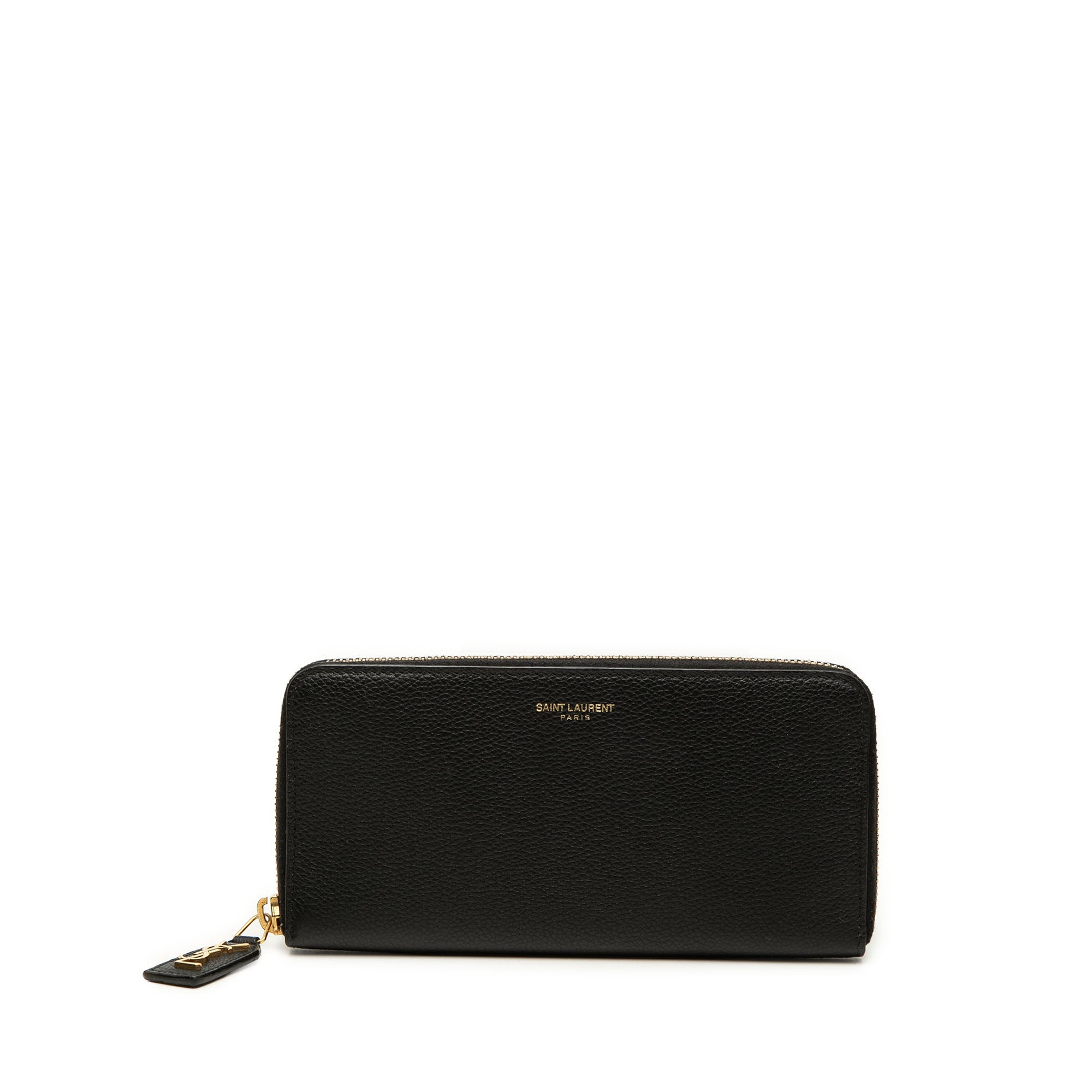 小物 SAINT LAURENT PARIS Long wallet leather Saint Laurent Leather Zip Around Long Wallet Black pre-owned