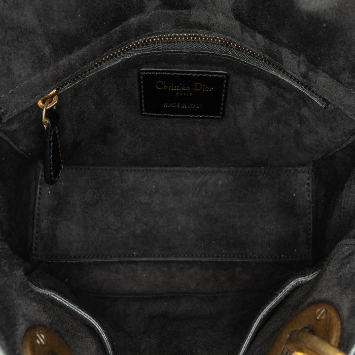 Dior Small Crinkled Cuir verni Cannage My ABCDior Lady Dior Noir – GABY PARIS Authentique