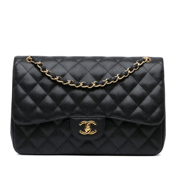 Chanel Jumbo Classic Caviar Double rabat Noir