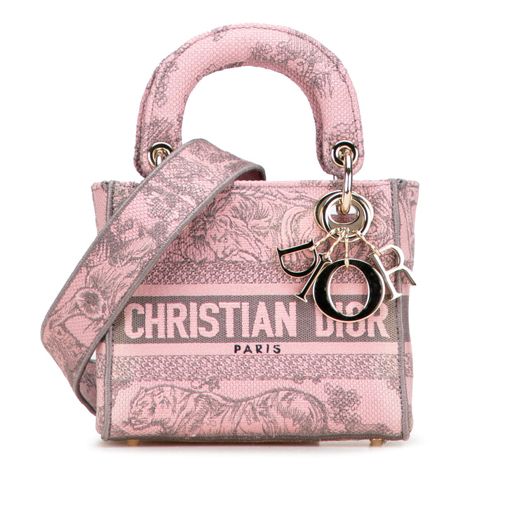 Dior Mini Embroidered Toile Toile De Jouy Lady D Lite Rose