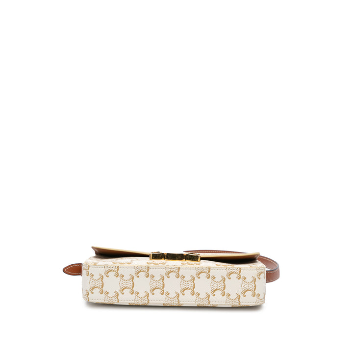 Celine Triomphe Coated Toile Claude Sac bandoulière Blanc