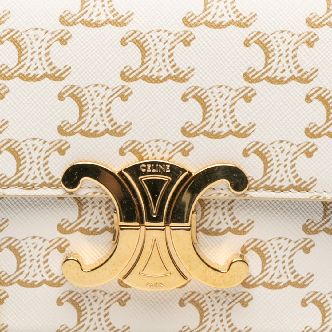 Celine Triomphe Coated Toile Claude Sac bandoulière Blanc