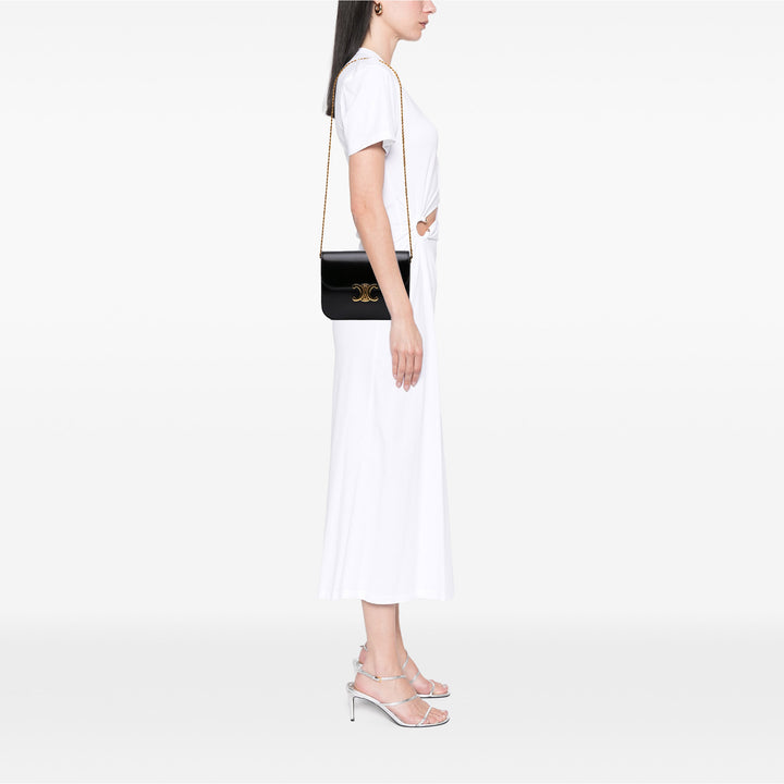 Celine Shiny Cuir de veau College Triomphe Noir – GABY PARIS Authentique