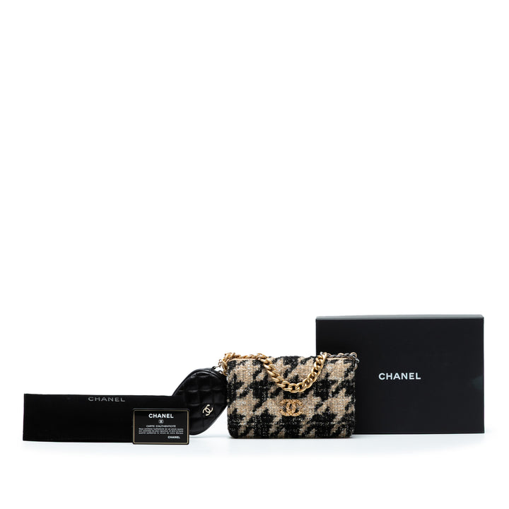 Chanel Houndstooth Tweed 19 Wallet On Chain Marron – GABY PARIS Authentique
