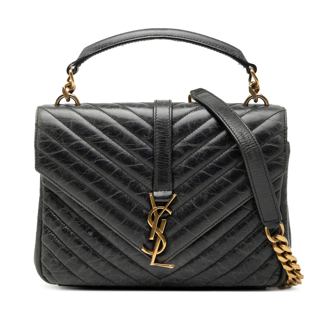 Saint Laurent Medium Chevron Sheepskin Monogram College Sac cartable Noir – GABY PARIS Authentique