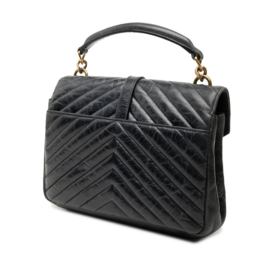 Saint Laurent Medium Chevron Sheepskin Monogram College Sac cartable Noir – GABY PARIS Authentique