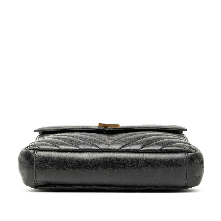 Saint Laurent Medium Chevron Sheepskin Monogram College Sac cartable Noir – GABY PARIS Authentique