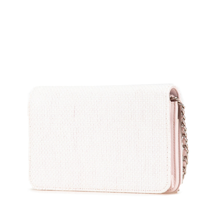 Chanel Toile Deauville Wallet On Chain Rose
