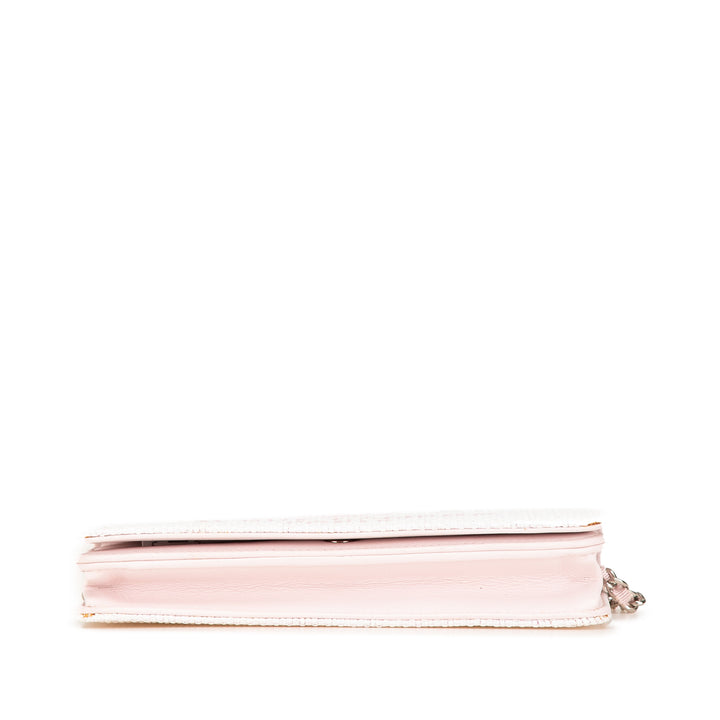 Chanel Toile Deauville Wallet On Chain Rose