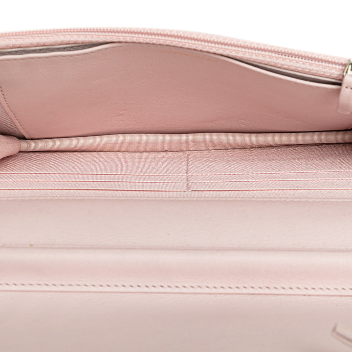 Chanel Toile Deauville Wallet On Chain Rose