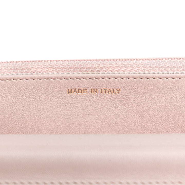 Chanel Toile Deauville Wallet On Chain Rose