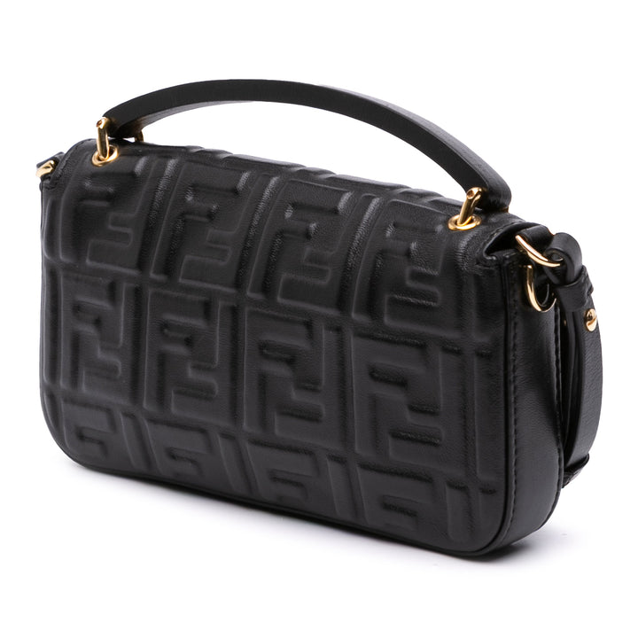 Fendi Zucca Embossed Cuir Baguette Phone Pochette Sac cartable Noir – GABY PARIS Authentique