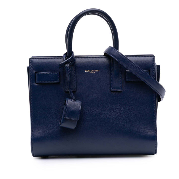 Saint Laurent Nano Cuir Sac De Jour Sac cartable Bleu – GABY PARIS Authentique