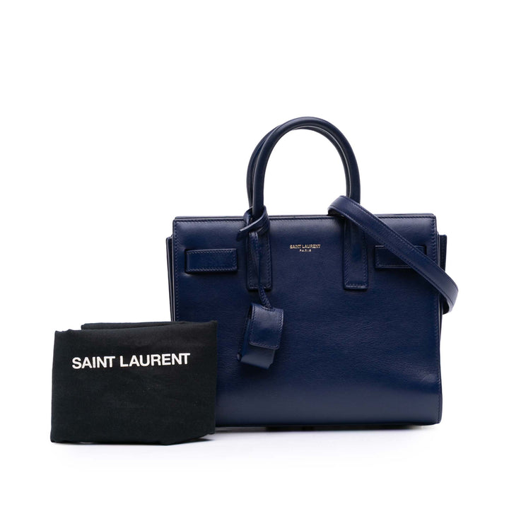 Saint Laurent Nano Cuir Sac De Jour Sac cartable Bleu – GABY PARIS Authentique